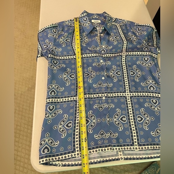 Sandro | Carlota Printed Silk Blouse Blue white size 1 (small) - Picture 12 of 13